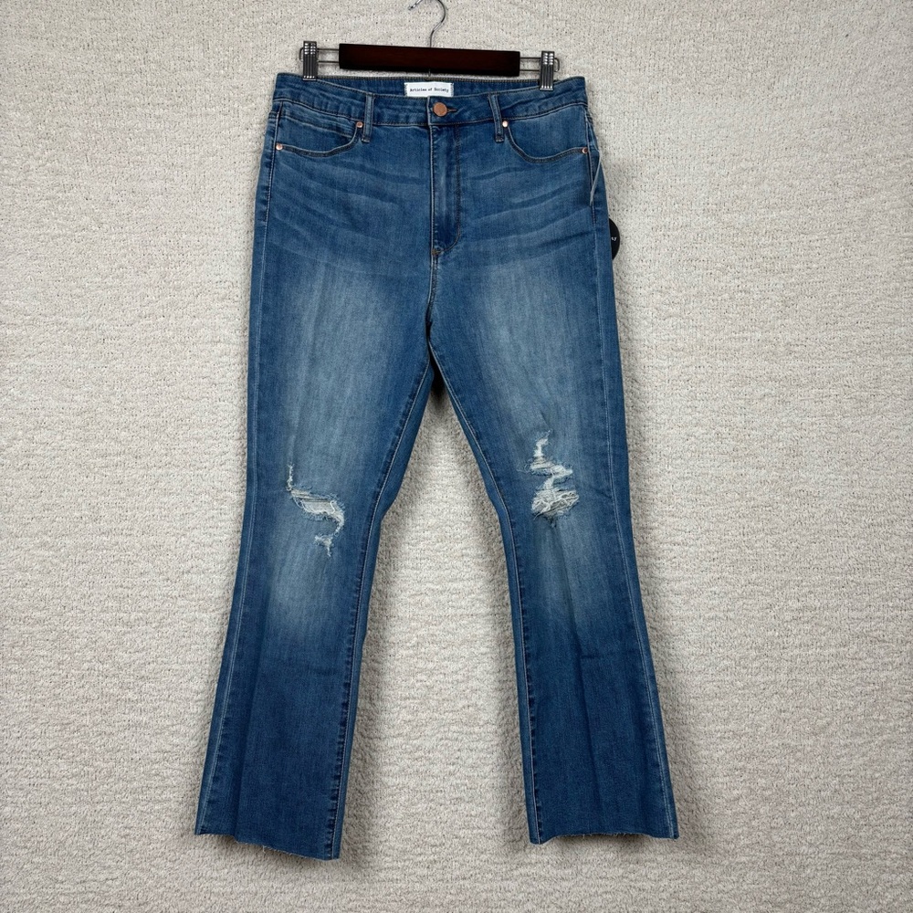 Articles of Society Jeans Womens 31 Blue Maternity High Rise Crop Flare Stretch